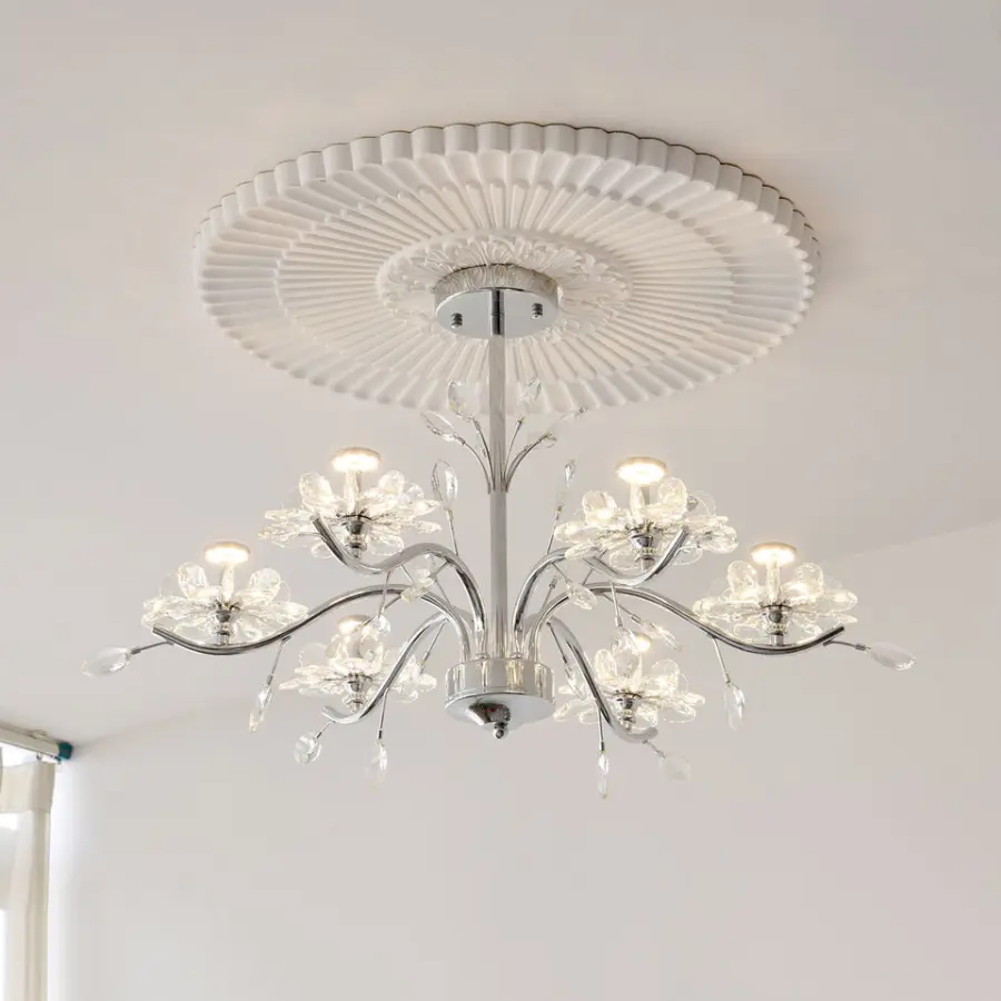 French Modern Crystal Wedding Banquet Hall Chandelier Lamp for Villa Livingroom Bedroom Ceiling Mounted Bedroom Pendant — view 5