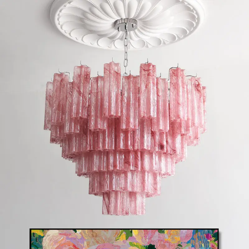 Luxury French Modern Villa Home Fixture Pendant Lamp Iron Glass LED Adjustable Height Home Bedroom Hotel Chandelier Ligh — view 2