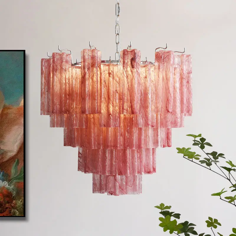 Luxury French Modern Villa Home Fixture Pendant Lamp Iron Glass LED Adjustable Height Home Bedroom Hotel Chandelier Ligh — view 4