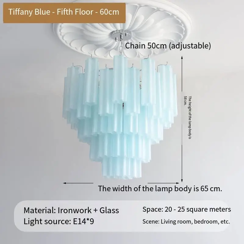 Luxury French Modern Living Room Iron Glass LED Chandelier Lamp with Adjustable Height Home Bedroom Hotel Ceiling Pendan — view 6