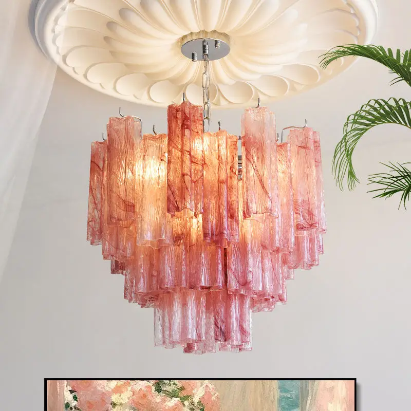 Luxury French Modern Villa Home Fixture Pendant Lamp Iron Glass LED Adjustable Height Home Bedroom Hotel Chandelier Ligh — view 6