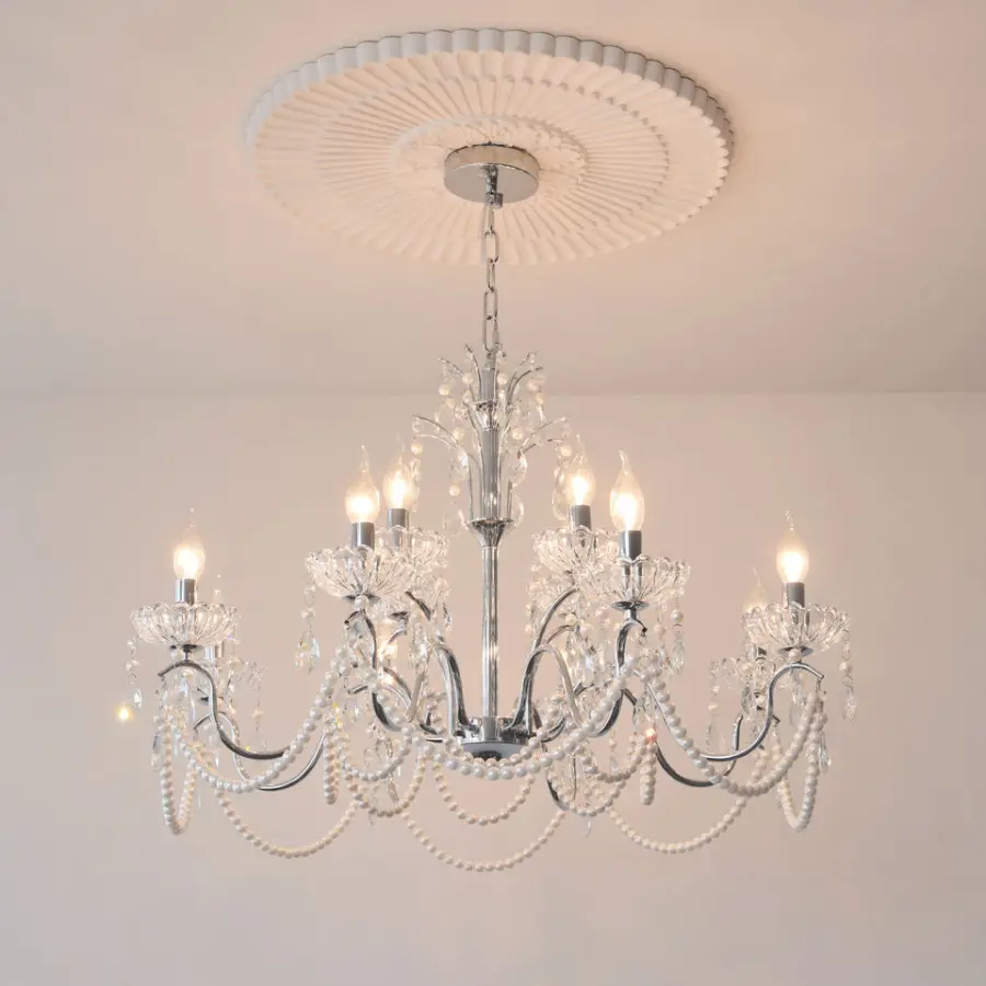 French Luxury Home Bedroom Livingroom Furniture Middle Pendant Lamp Decor Dining Hotel Chandelier Light Adjustable Heigh — view 2