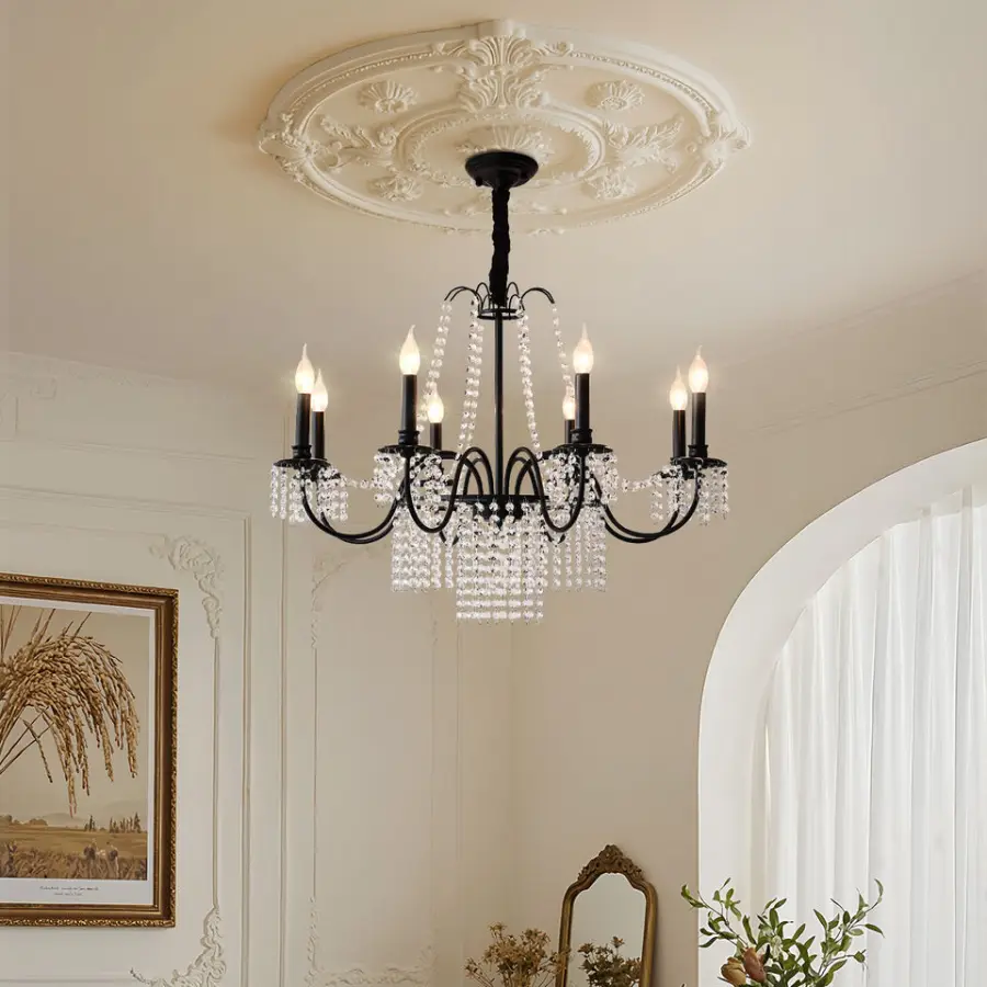 Modern Light Luxury French Crystal Villa Home Chandelier Lamp Living Room Bedroom Hotel Wedding Banquet Hall Pendant Lig — view 1