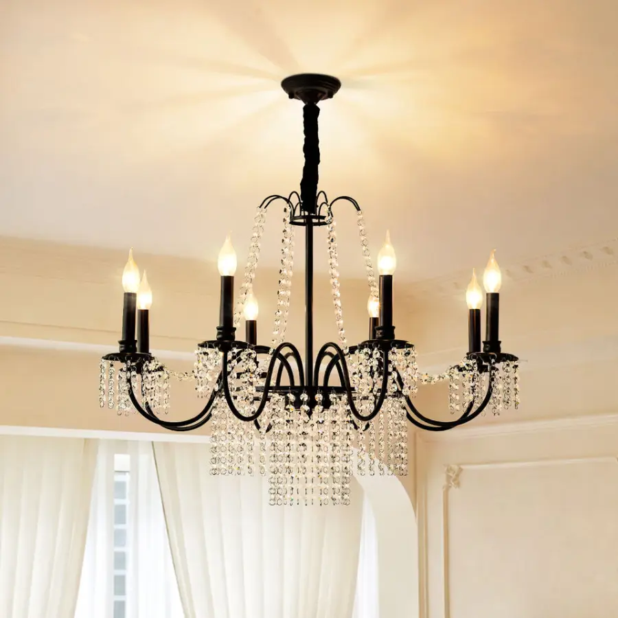 Modern Light Luxury French Crystal Villa Home Chandelier Lamp Living Room Bedroom Hotel Wedding Banquet Hall Pendant Lig — view 3