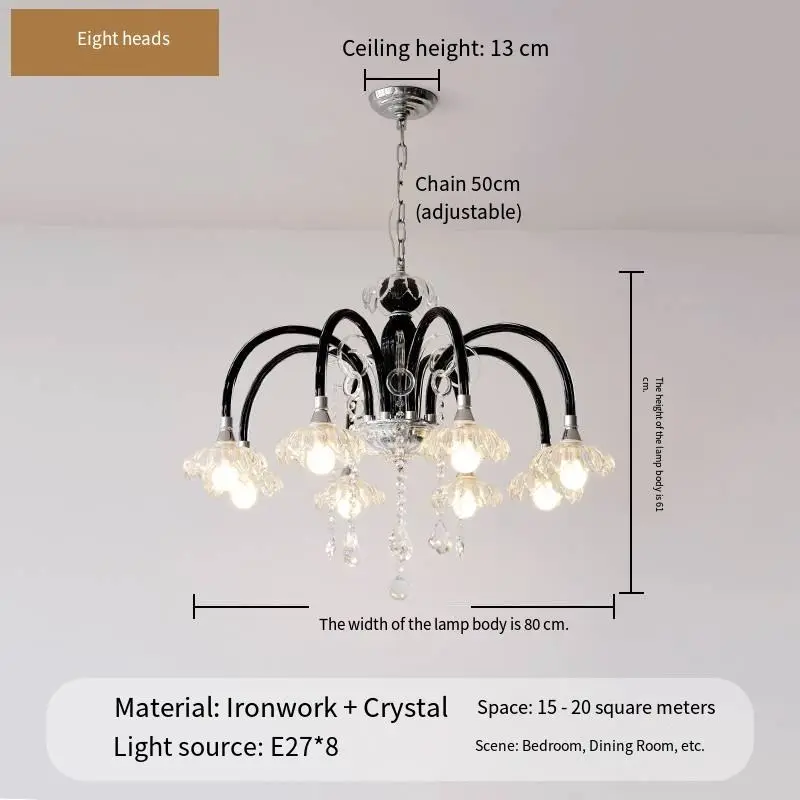 Modern Luxury French Iron Glass Villa Home Decor Chandelier Light Living Room Bedroom Dining Hotel Banquet Hall Pendant — view 3