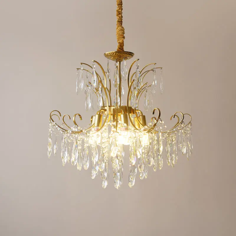 French Middle Home Livingroom Bedroom Pendant Light Wedding Banquet Hall Iron Crystal LED Dimmable Ceiling Chandelier La — view 5