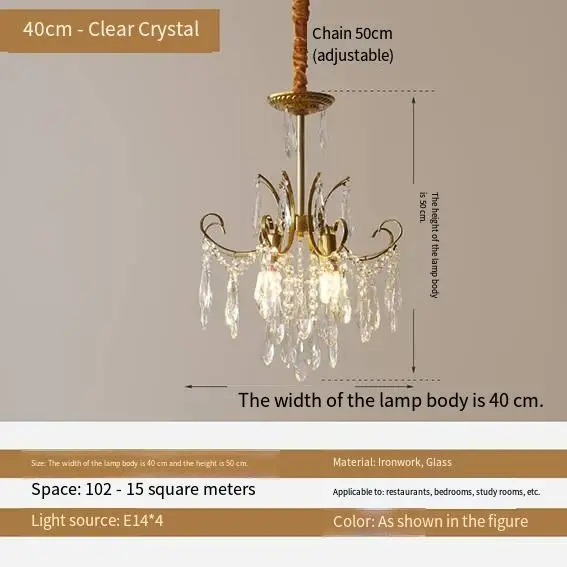 French Middle Home Livingroom Bedroom Pendant Light Wedding Banquet Hall Iron Crystal LED Dimmable Ceiling Chandelier La — view 6