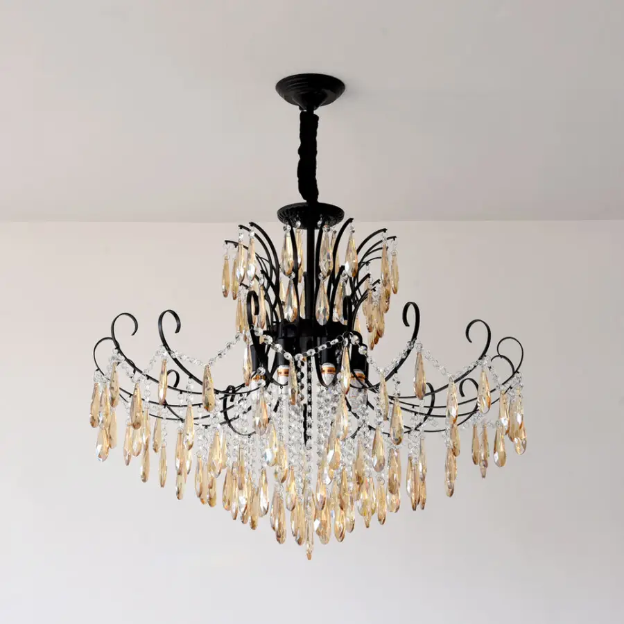 Luxury French Home Villa Crystal Ceiling Chandelier Lamp LED Livingroom Bedroom Wedding Banquet Hall Decor Middle Pendan — view 2