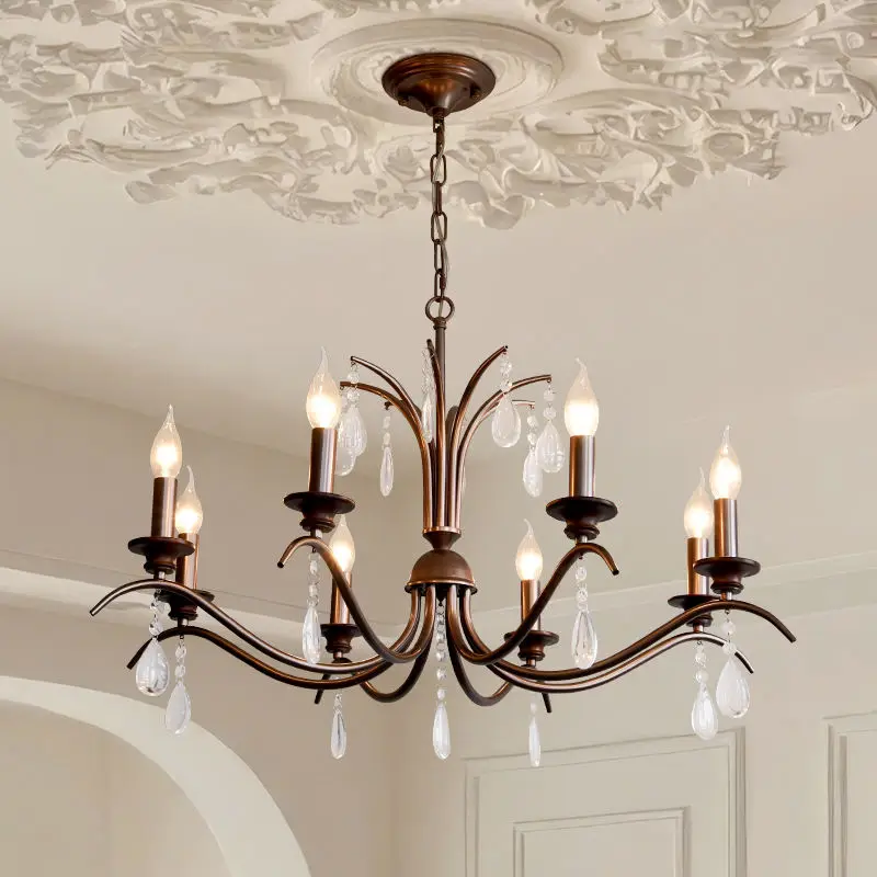 Wedding Banquet Hall Iron Crystal Hanging Light LED Adjustable Height Dimmable Home Fixture Pendant Lamp Hotel Chandelie — view 2