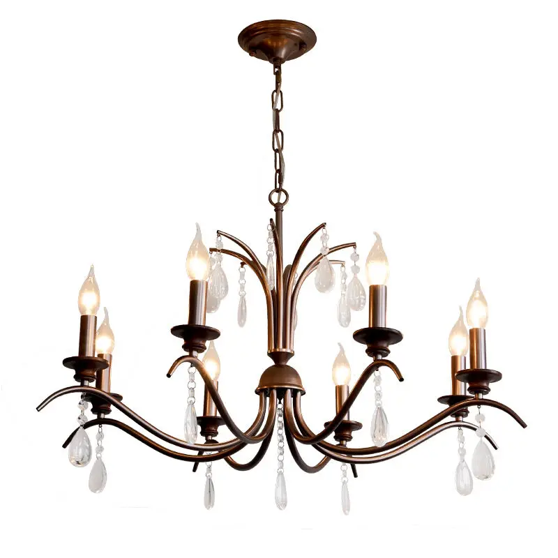 Wedding Banquet Hall Iron Crystal Hanging Light LED Adjustable Height Dimmable Home Fixture Pendant Lamp Hotel Chandelie — view 3