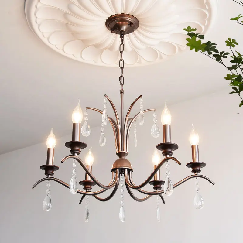 Wedding Banquet Hall Iron Crystal Hanging Light LED Adjustable Height Dimmable Home Fixture Pendant Lamp Hotel Chandelie — view 5