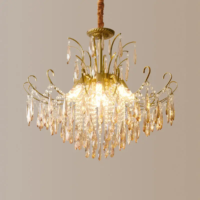 French Wedding Banquet Hall Iron Crystal Ceiling Chandelier Lamp LED Dimmable Home Decor Livingroom Bedroom Middle Penda — view 2