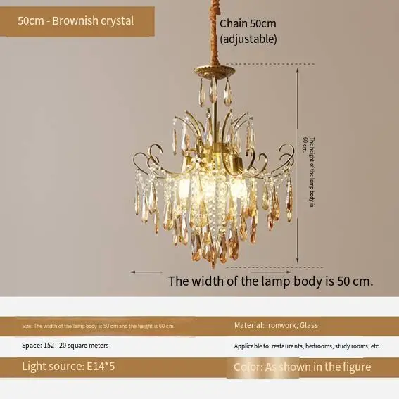 French Wedding Banquet Hall Iron Crystal Ceiling Chandelier Lamp LED Dimmable Home Decor Livingroom Bedroom Middle Penda — view 3