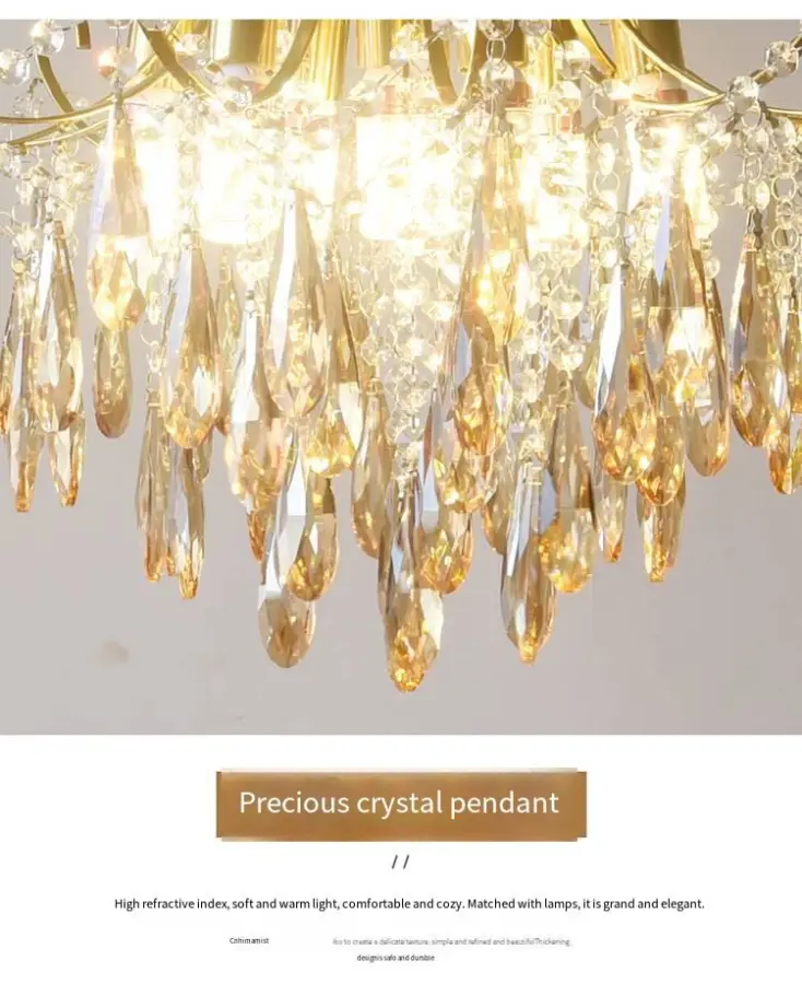 French Wedding Banquet Hall Iron Crystal Ceiling Chandelier Lamp LED Dimmable Home Decor Livingroom Bedroom Middle Penda — view 4