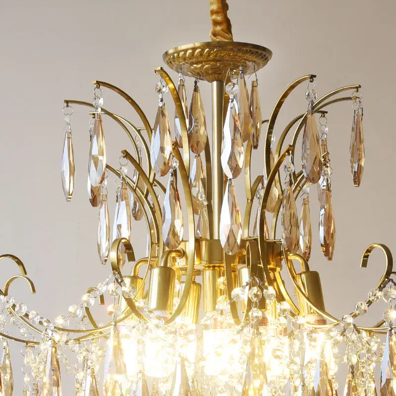 French Wedding Banquet Hall Iron Crystal Ceiling Chandelier Lamp LED Dimmable Home Decor Livingroom Bedroom Middle Penda — view 6