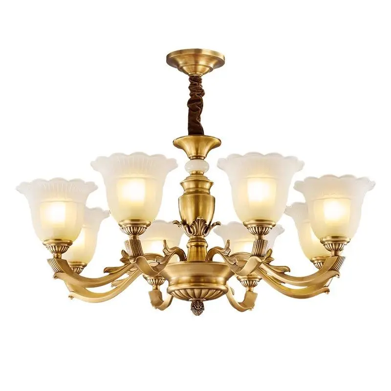 American Vintage Dining Copper Luxury Wedding Chandelier Light for Hotel Hall Villa Restaurant Livingroom Hanging Pendan — view 2