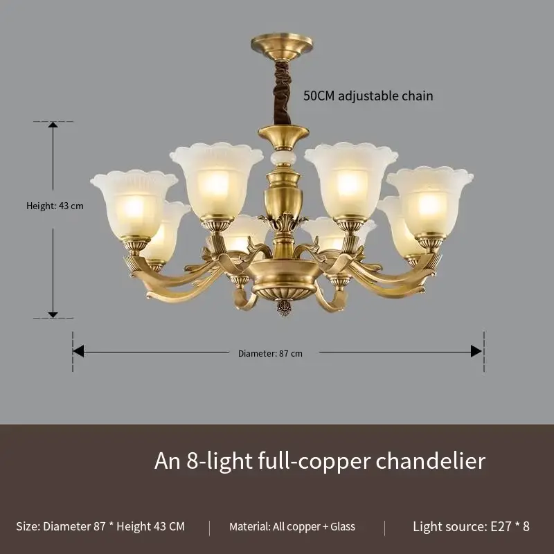 American Vintage Dining Copper Luxury Wedding Chandelier Light for Hotel Hall Villa Restaurant Livingroom Hanging Pendan — view 3