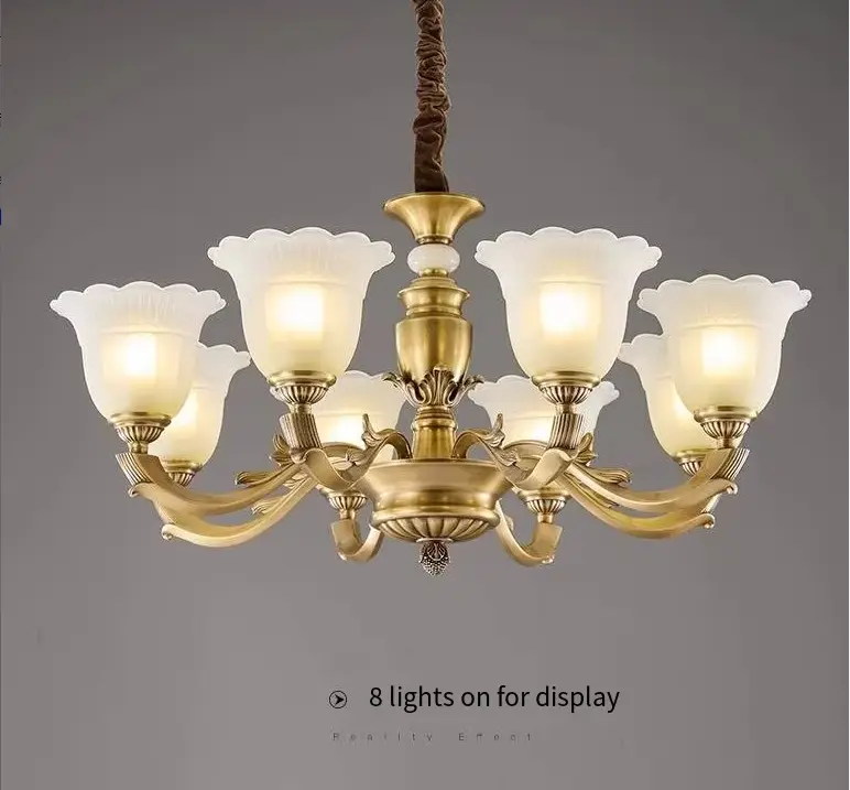 American Vintage Dining Copper Luxury Wedding Chandelier Light for Hotel Hall Villa Restaurant Livingroom Hanging Pendan — view 5