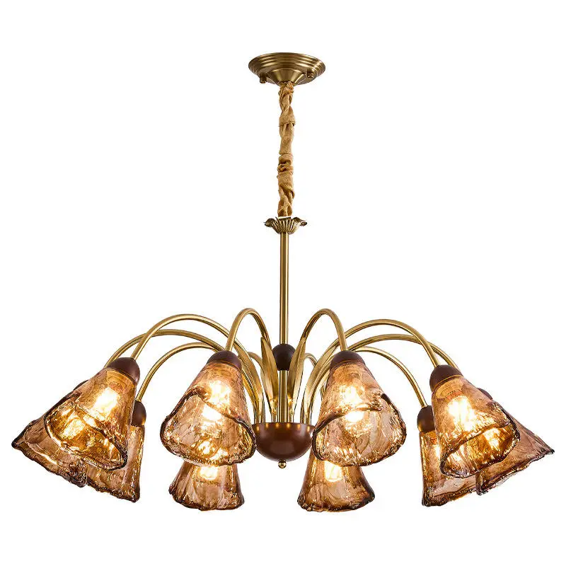 American Retro Style Living Room Decor Chandelier Lamp Hall Main Pendant Light High-End E27 LED Adjustable Height Dining — view 3
