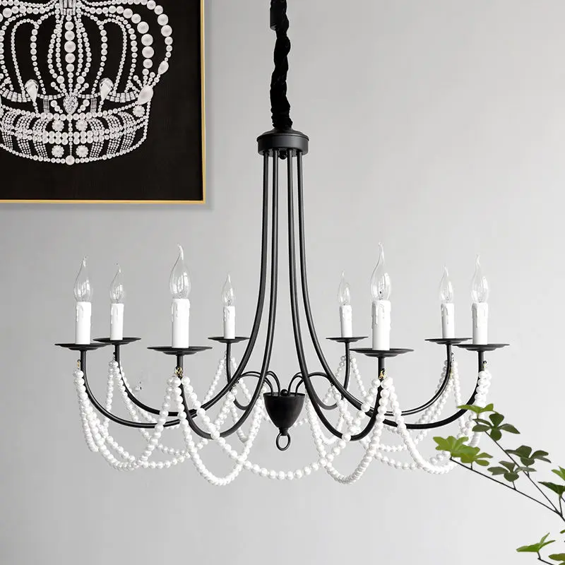 New Middle Modern Romantic Pearl Wedding Banquet Hall Villa Restaurant Candle Chandelier Light Hotel Lobby Hanging Penda — view 2