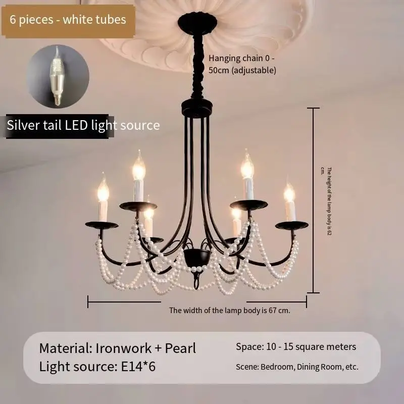New Middle Modern Romantic Pearl Wedding Banquet Hall Villa Restaurant Candle Chandelier Light Hotel Lobby Hanging Penda — view 3