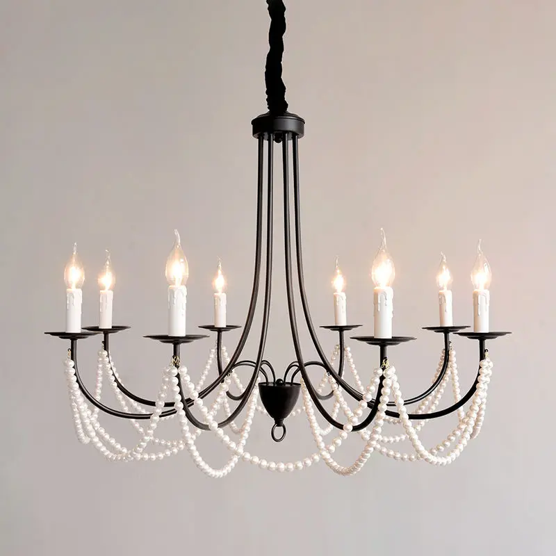 New Middle Modern Romantic Pearl Wedding Banquet Hall Villa Restaurant Candle Chandelier Light Hotel Lobby Hanging Penda — view 4