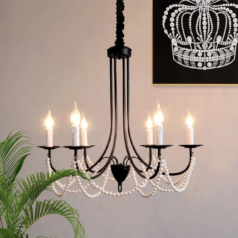 New Middle Modern Romantic Pearl Wedding Banquet Hall Villa Restaurant Candle Chandelier Light Hotel Lobby Hanging Penda — view 5