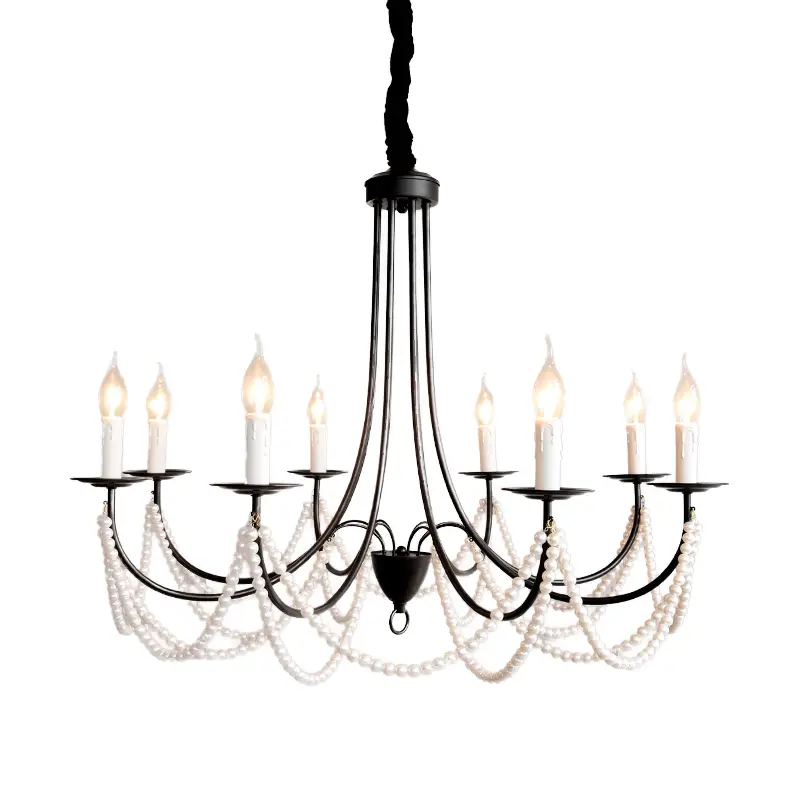 New Middle Modern Romantic Pearl Wedding Banquet Hall Villa Restaurant Candle Chandelier Light Hotel Lobby Hanging Penda — view 6