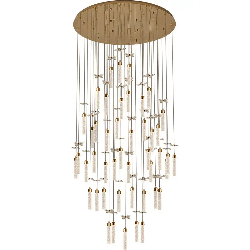 Large Luxury K9 Crystal LED Chandelier Square Pendant Lamp Remote Control for Villa Banquet Staircase Hotel Lobby Rotati — view 2