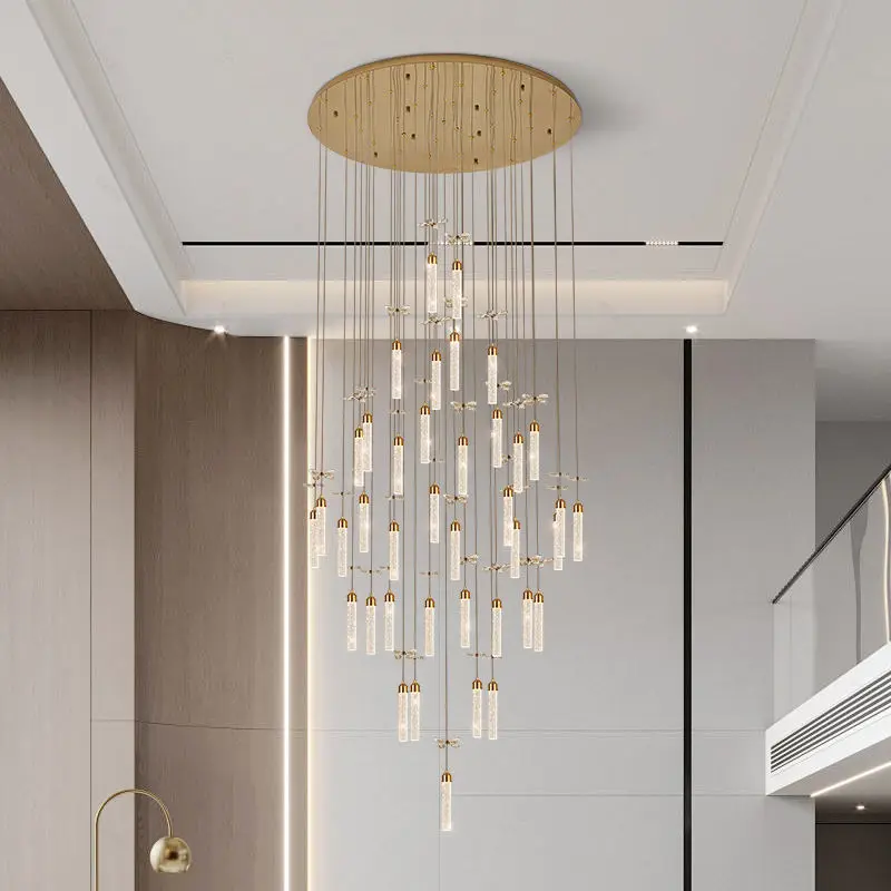 Large Luxury K9 Crystal LED Chandelier Square Pendant Lamp Remote Control for Villa Banquet Staircase Hotel Lobby Rotati — view 4