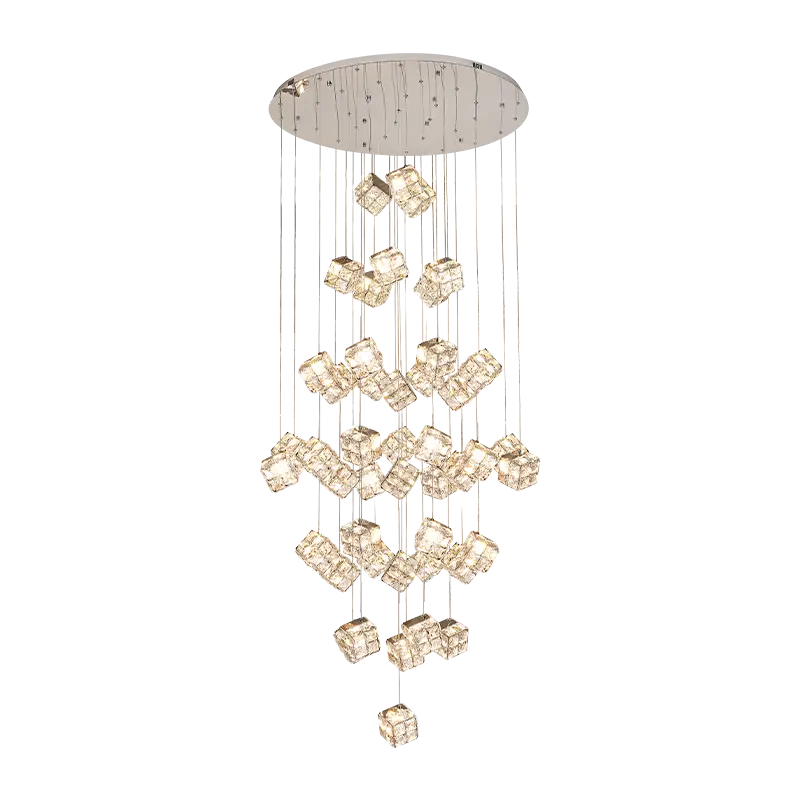 Luxury Led Villa Staircase Large Duplex Crystal Banquet Chandelier Lamp for Whole House Hotel Lobby bar Pendant Lamp — view 2