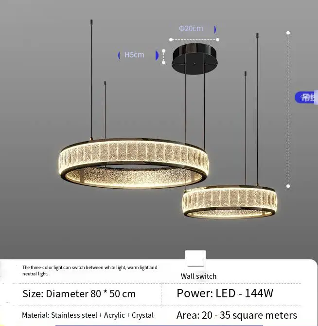Luxury Classic LED Home Decor Crystal Acrylic Chandelier Lamp for Whole House Villa Living Room Hotel Lobby Modern Penda — view 6