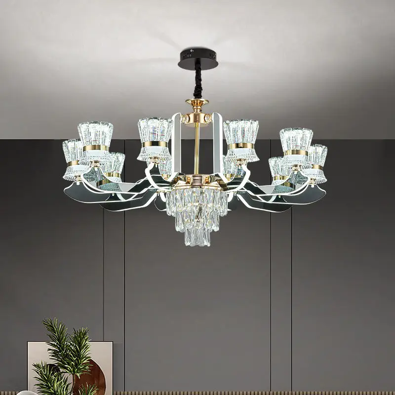 Modern Nordic Style Adjustable Height LED Crystal Lamp for Luxury Ceiling Home Decor Living Room Hotel Project Installat — view 4