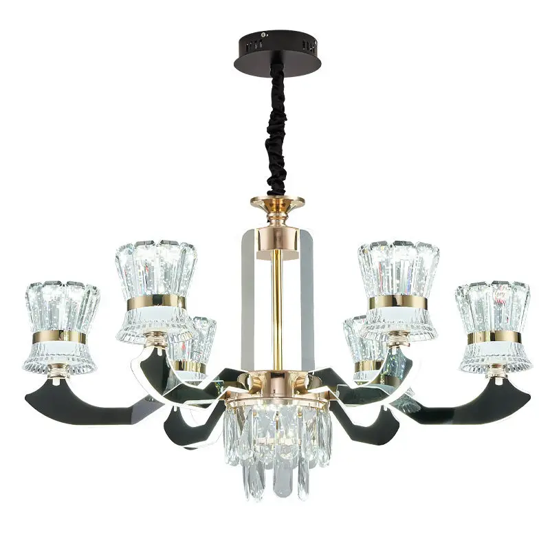 Modern Nordic Style Adjustable Height LED Crystal Lamp for Luxury Ceiling Home Decor Living Room Hotel Project Installat — view 5