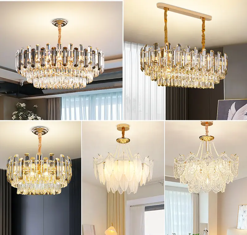 Luxury Gold Villa Crystal Chandelier Light for Living Room Bedroom Hotel Pendant Lamp Hanging Lighting Adjustable Height — view 2