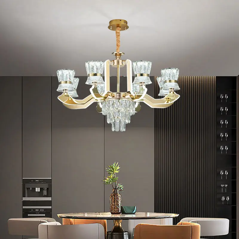 Modern Nordic Style Adjustable Height LED Crystal Lamp for Luxury Ceiling Home Decor Living Room Hotel Project Installat — view 6