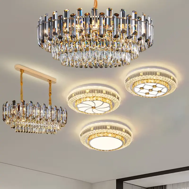 Luxury Gold Villa Crystal Chandelier Light for Living Room Bedroom Hotel Pendant Lamp Hanging Lighting Adjustable Height — view 6
