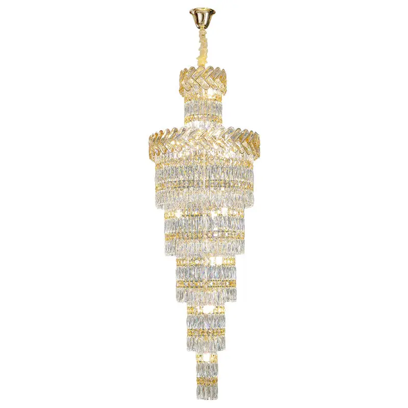Luxury Large Villa Stair Crystal Chandelier Lamp Banquet Hotel Lobby Hall Livingroom Ceiling Pendant Light Adjustable He — view 3