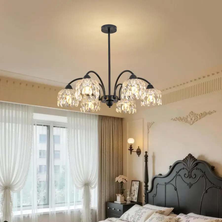 Modern Wedding Banquet Hall Chandelier Light Iron Glass Middle LivingRoom Bedroom Home Villa Decor Dimmable Pendant Ligh — view 3