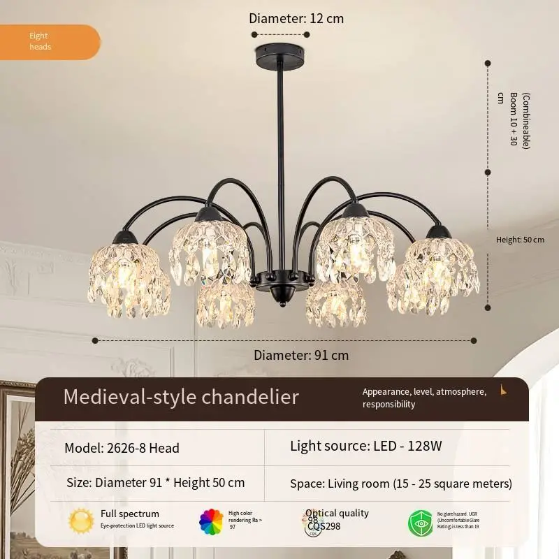 Modern Wedding Banquet Hall Chandelier Light Iron Glass Middle LivingRoom Bedroom Home Villa Decor Dimmable Pendant Ligh — view 4