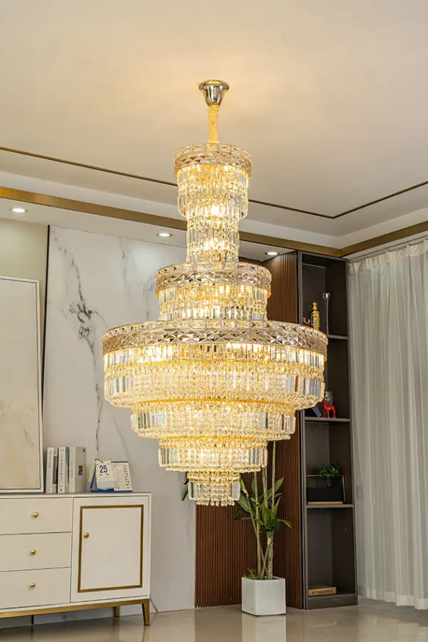 Luxury Crystal Large Hardware Chandelier Lamp Indoor LED Villa Stair Home Hotel Fixture Banquet Hall Ceiling Pendant Lig — view 2