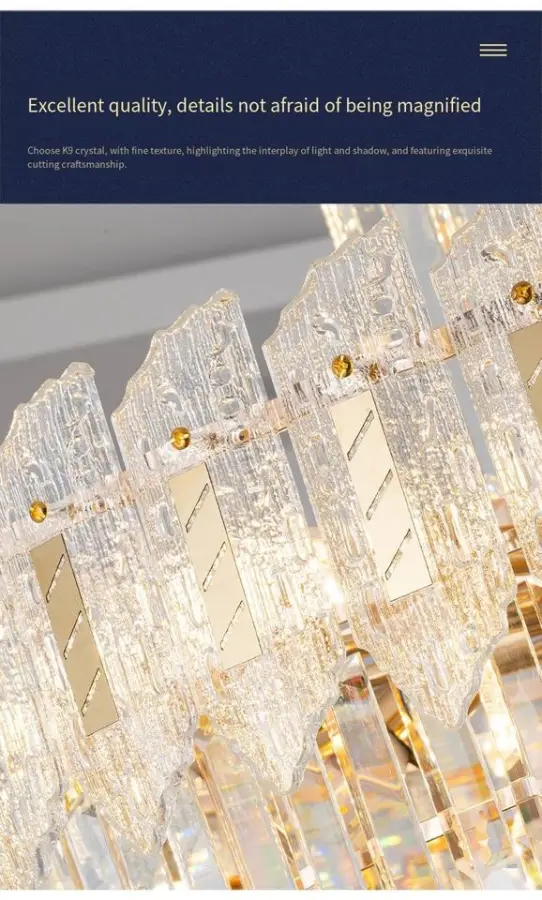 Luxury Modern Villa Gold Crystal LED Ceiling Chandelier Adjustable Height Pendant Lamp for Living Room Dimmable Middle L — view 4