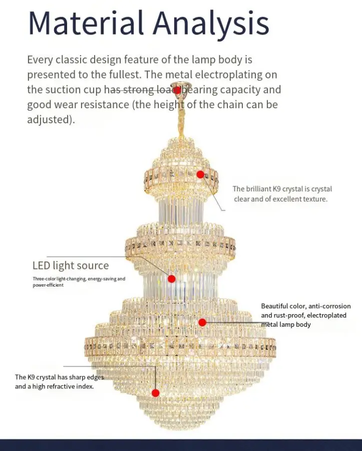 Luxury Crystal Entrance Duplex Large Chandelier Lamp Indoor Villa Stair Home Hotel LED Banquet Hall Ceiling Pendant Ligh — view 3