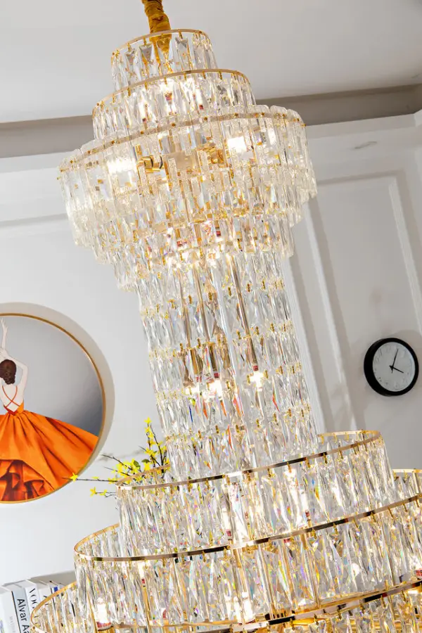 Luxury Large Indoor LED Villa Home Staircase Crystal Chandelier Banquet Hall Entrance Hall Elegant Duplex Hotel Pendant — view 6