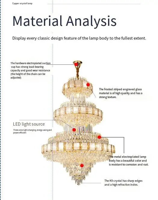 Luxury Large Indoor LED Villa Staircase Crystal Chandelier Entrance Hall Elegant Duplex Hotel Wedding Banquet Hall Penda — view 4