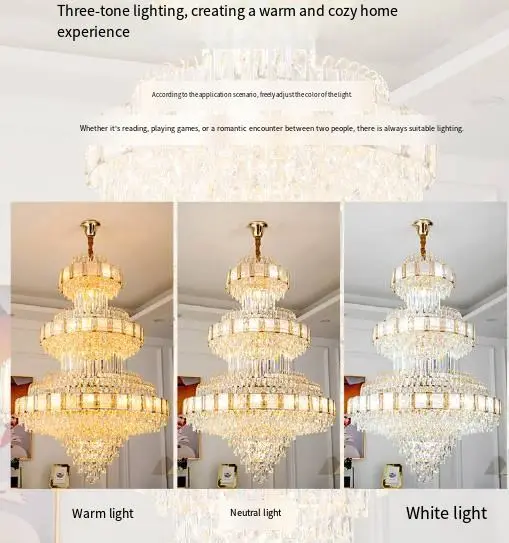 Luxury Large Indoor LED Villa Staircase Crystal Chandelier Entrance Hall Elegant Duplex Hotel Wedding Banquet Hall Penda — view 6