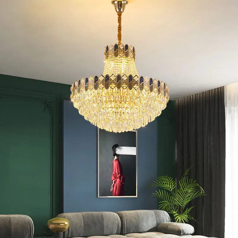 Luxury Crystal Chandelier Light for Banquet Hall Living Room Hotel Bedroom Home Decor Villa Stair Hardware Pendant Lamp — view 1