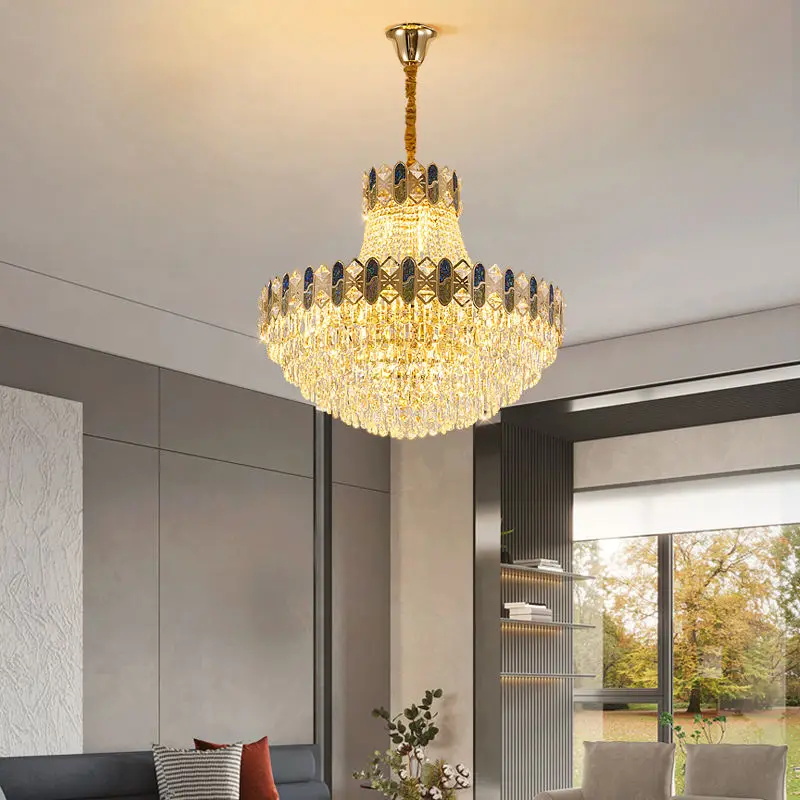 Luxury Crystal Chandelier Light for Banquet Hall Living Room Hotel Bedroom Home Decor Villa Stair Hardware Pendant Lamp — view 2