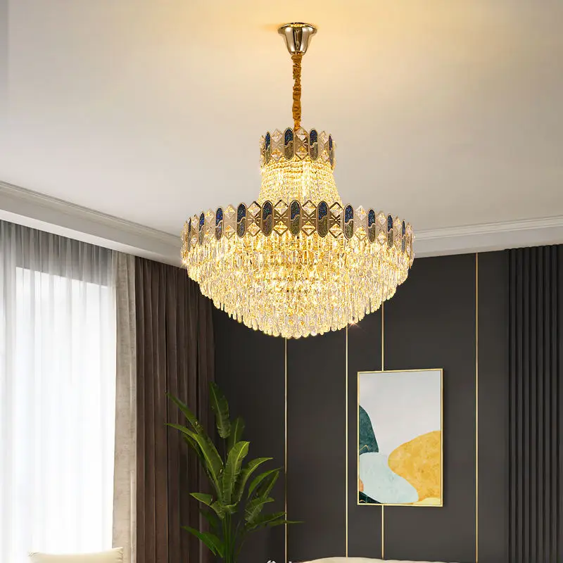 Luxury Crystal Chandelier Light for Banquet Hall Living Room Hotel Bedroom Home Decor Villa Stair Hardware Pendant Lamp — view 6