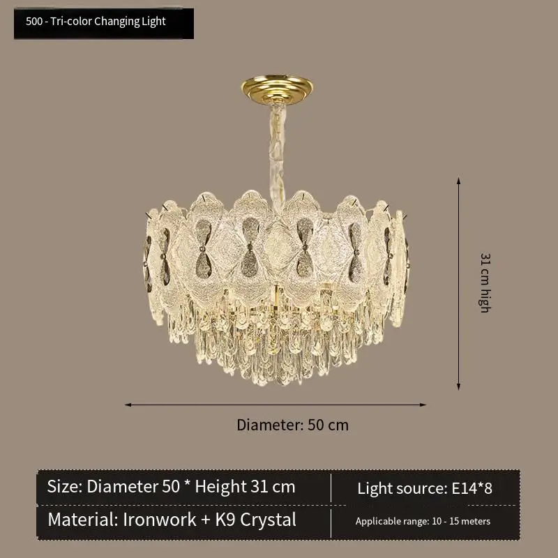 Luxury Crystal Iron Round Villa Banquet Hall Chandelier Light Home Hotel Decor Hotel Livingroom Adjustable Height Pendan — view 4